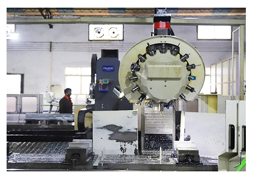 Precision CNC machining center in operation